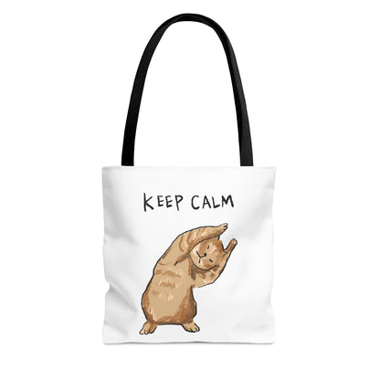 Funny Cat Meme Keep Calm Tote Bag (AOP)