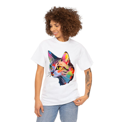 Rainbow Tabby Cat Unisex Cotton Tee