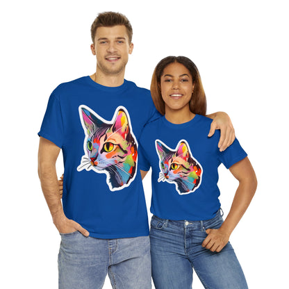 Rainbow Tabby Cat Unisex Cotton Tee