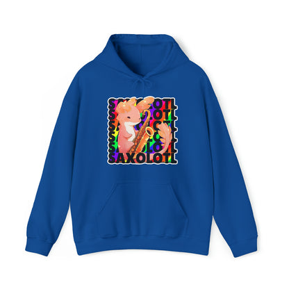 Rainbow Saxolotl (Hard Edge Background) Unisex Cotton Tee Unisex Hooded Sweatshirt