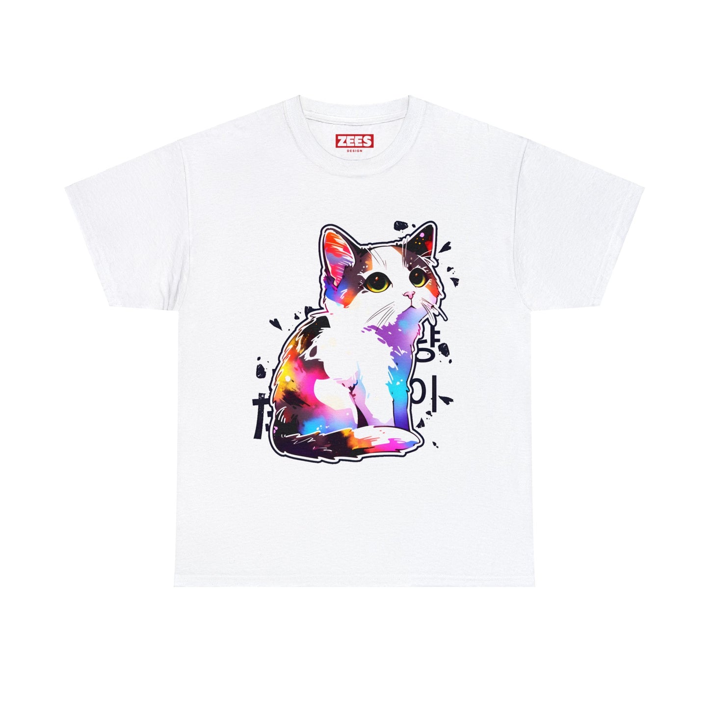 Calico Cat with East Asia Writing Unisex Cotton Tee