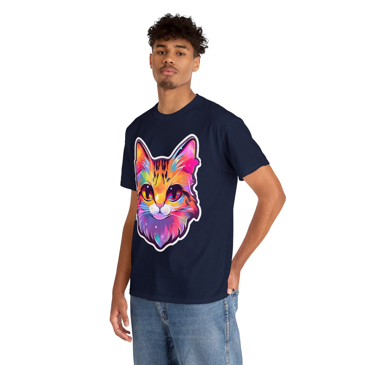 Rainbow Orange Cat Unisex Cotton Tee