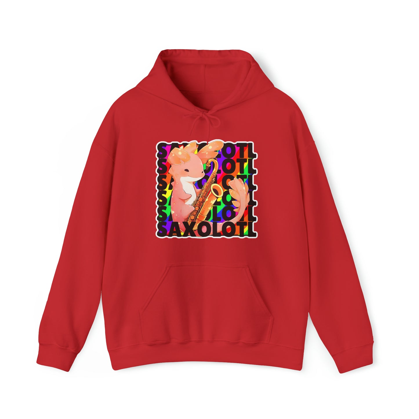 Rainbow Saxolotl (Hard Edge Background) Unisex Cotton Tee Unisex Hooded Sweatshirt