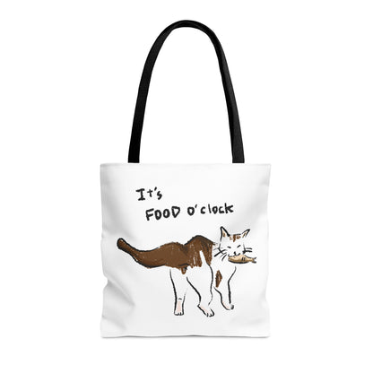 Funny Cat Meme It's food o' clock Tote Bag (AOP)