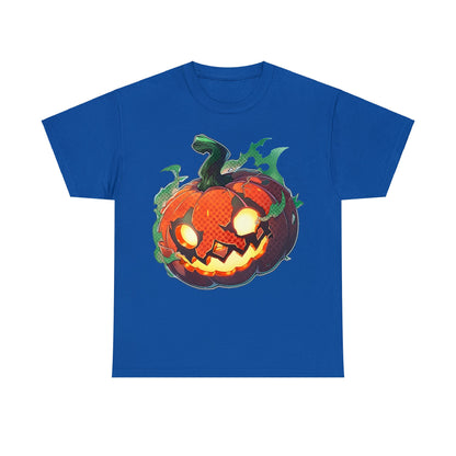 Scary Jack-O-Lantern Newsprint Texture Unisex Cotton Tee