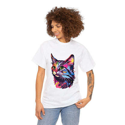 Rainbow Long-hair Tabby Cat Unisex Cotton Tee