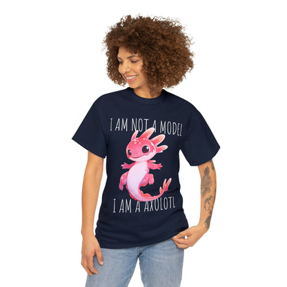 I Am Not A Model I Am A Axolotl TeeShirt by Zeesdesign, Black, Royal Blue, Red, Navy model mockups, White background, free shipping on orders over $50