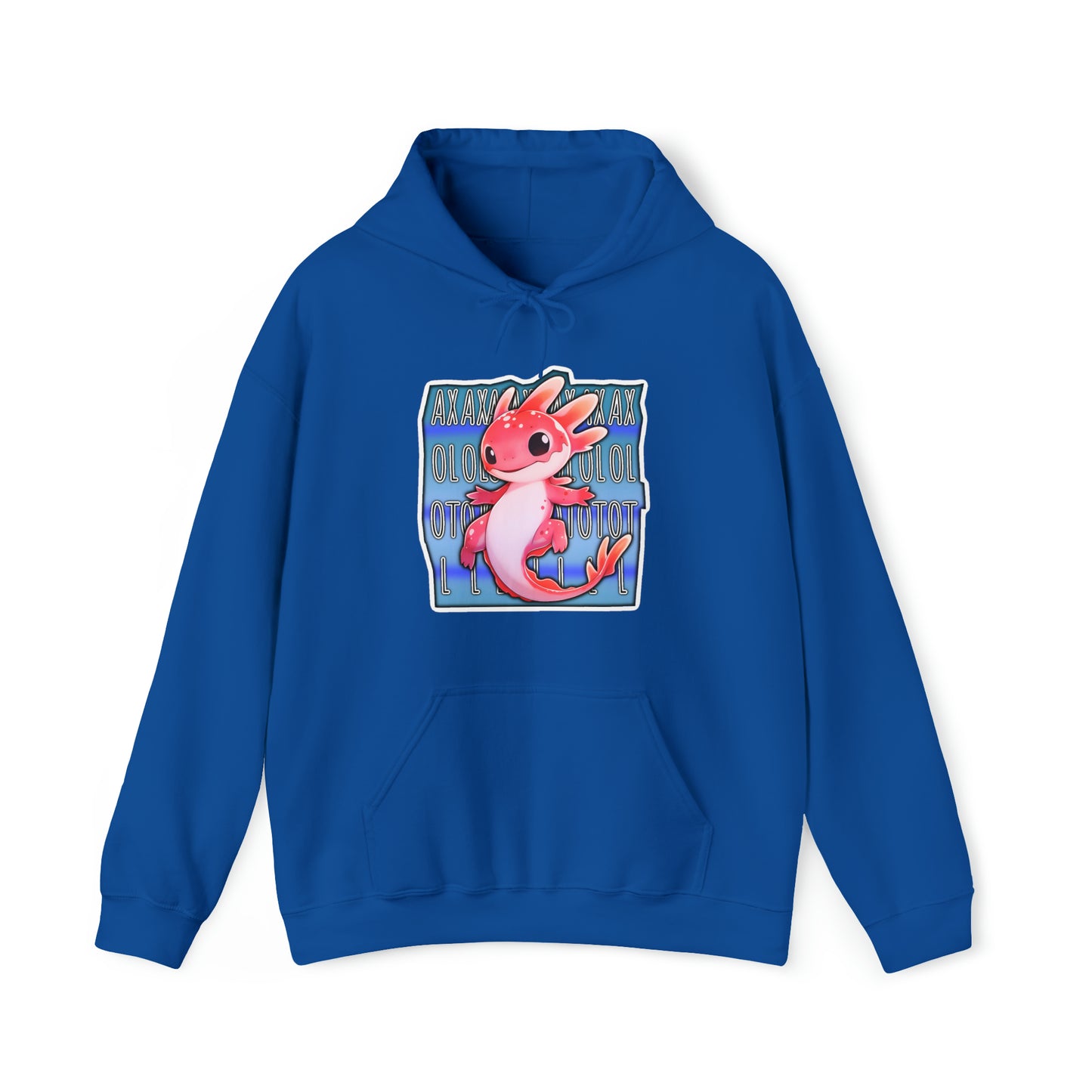 Pink Axolotl With Blue Background Unisex Hooded Sweatshirt