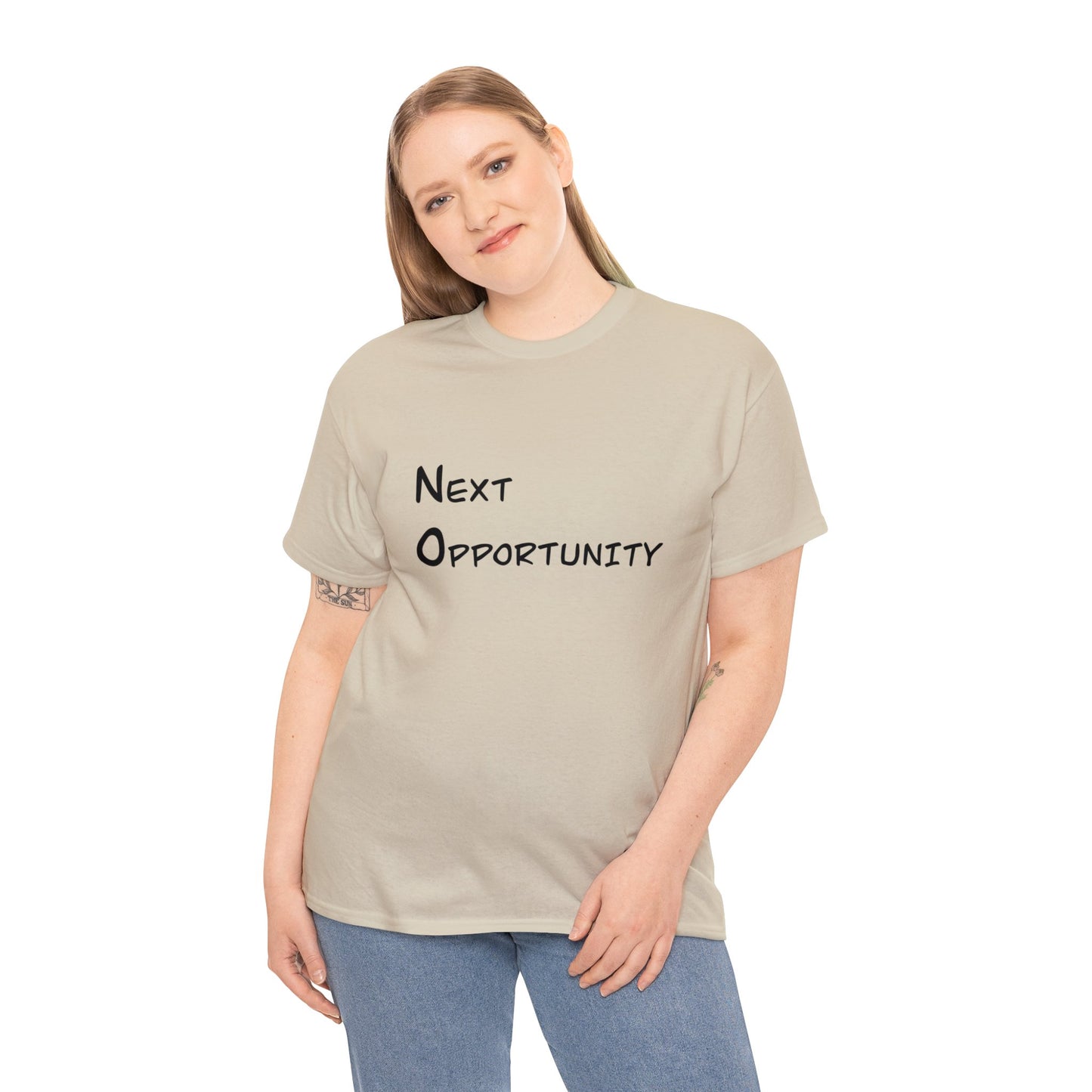 Next Opportunity Simple Text Black Line Design Unisex Cotton Tee