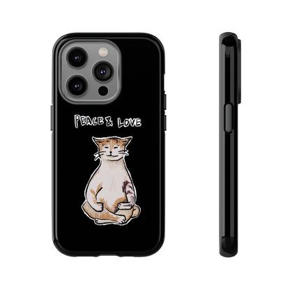 Funny Cat Meme Peace & Love Tough Phone Case