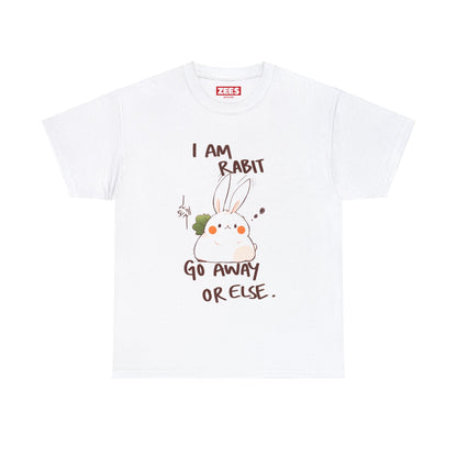 I Am Rabit Go Away Or Else Angry Rabbit Korean Text Unisex Cotton Shirt