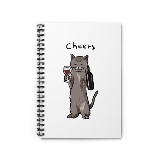 Funny Cat Meme Cheers White Background Spiral Notebook - Ruled Line