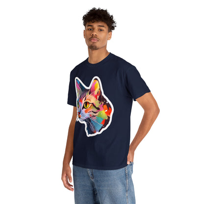 Rainbow Tabby Cat Unisex Cotton Tee