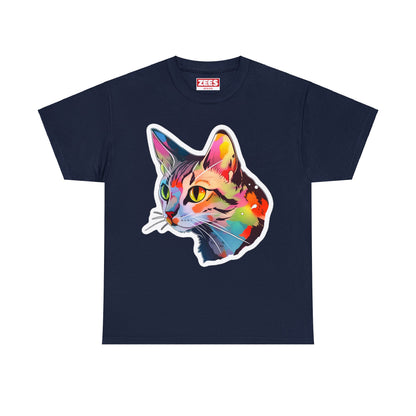 Rainbow Tabby Cat Unisex Cotton Tee