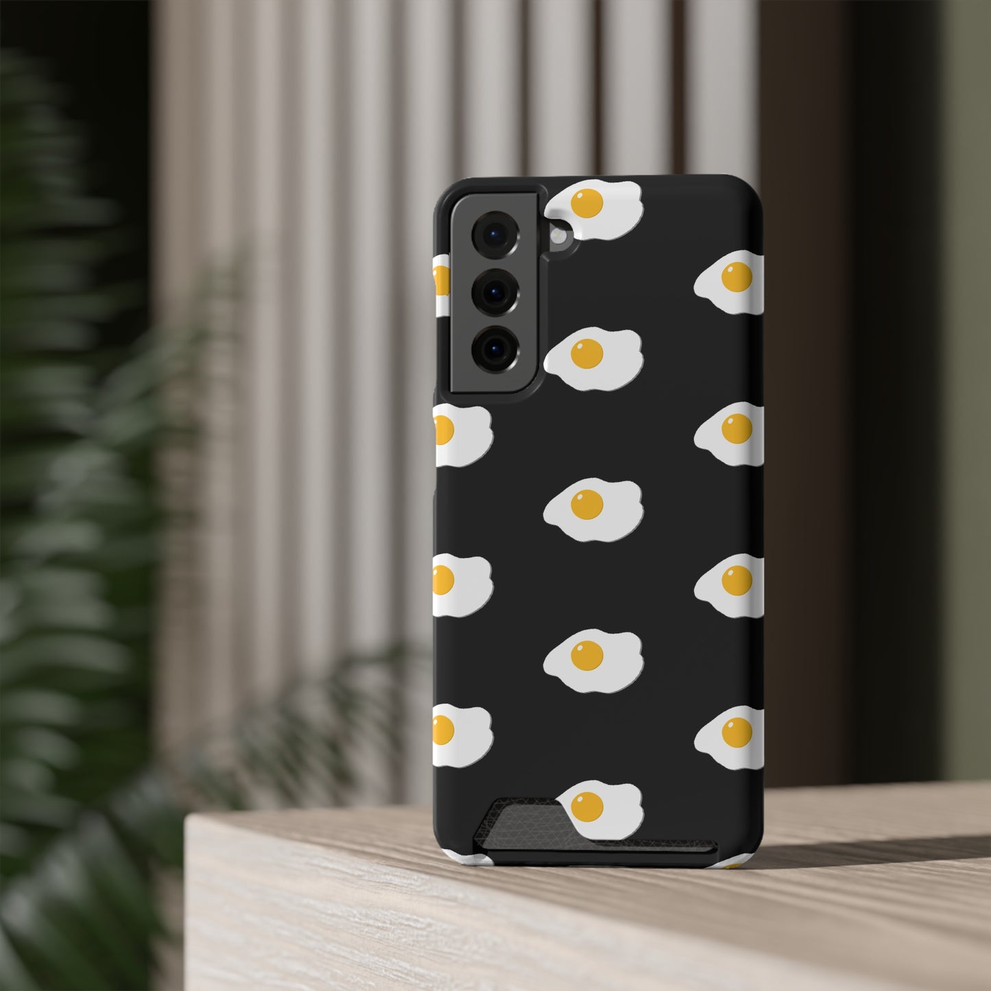 Fried Egg Pattern Phone Case With Card Holder