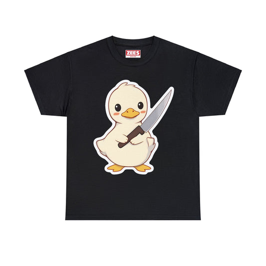 Second Duck With Knife I May Be Cute But I Never Promised to Play Nice Design Unisex Cotton Tee
