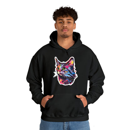 Rainbow Long-hair Tabby Cat Unisex Hooded Sweatshirt