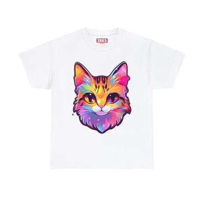 Rainbow Orange Cat Unisex Cotton Tee