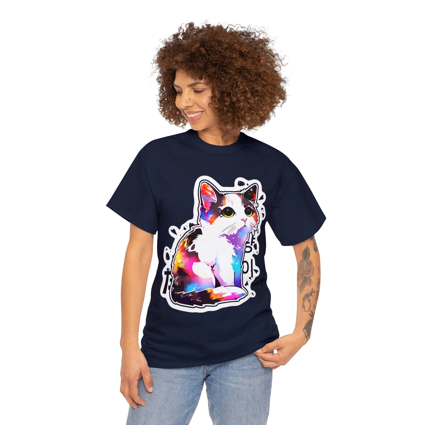 Calico Cat with East Asia Writing Unisex Cotton Tee