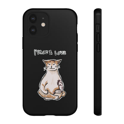 Funny Cat Meme Peace & Love Tough Phone Case