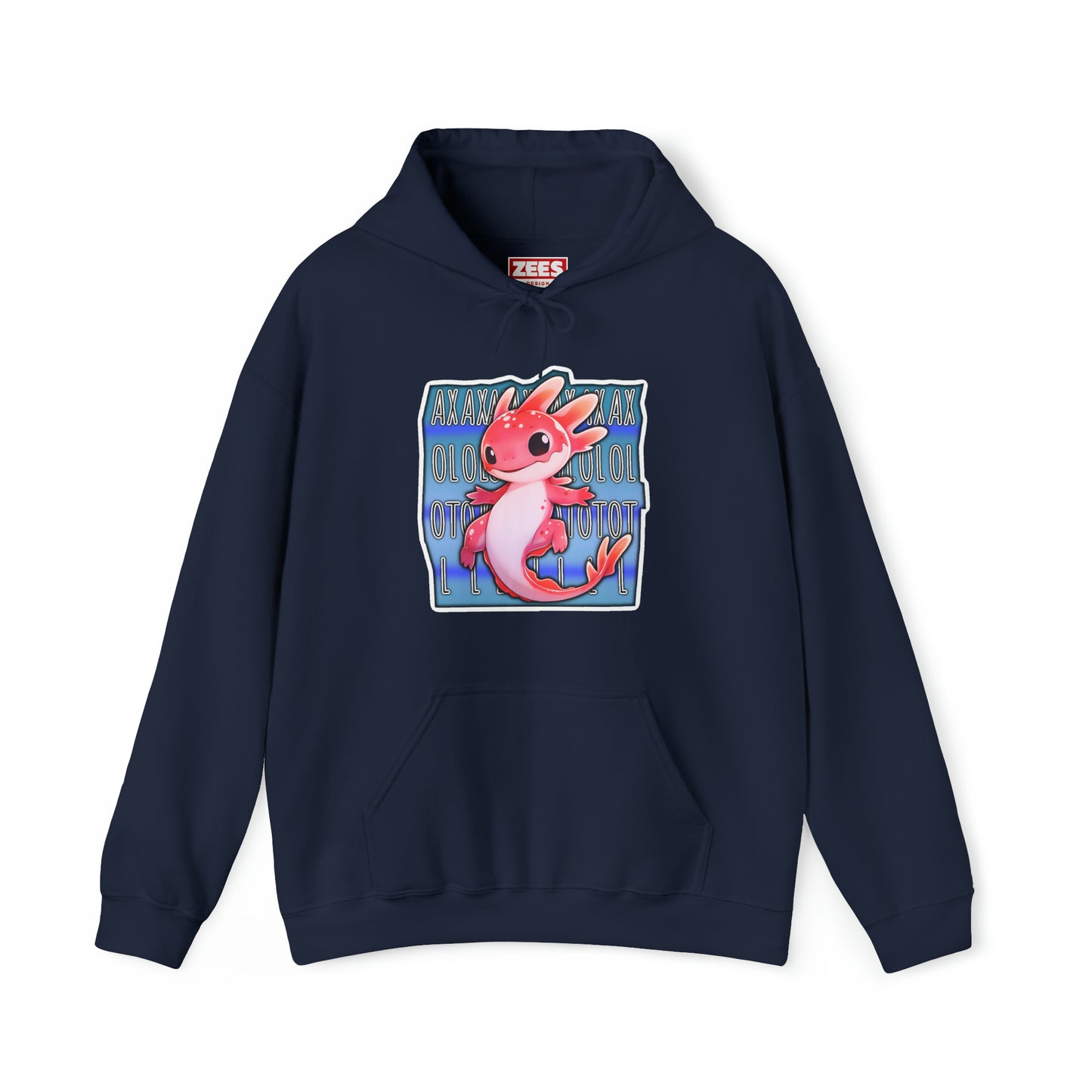 Pink Axolotl with Text Block Unisex Hooded Sweatshirt