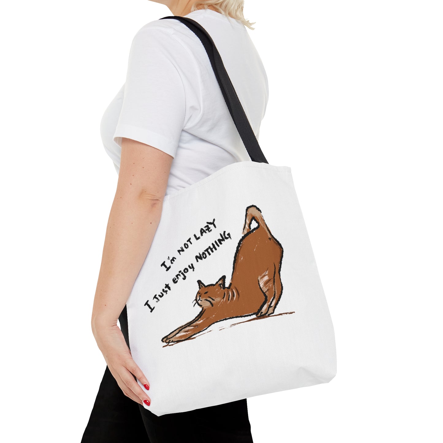 Funny Cat Meme I'm not lazy I just enjoy nothing Tote Bag (AOP)