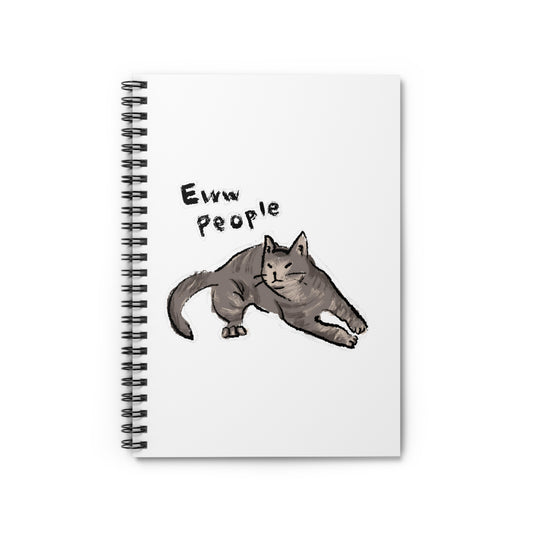 Funny Cat Meme Eww People White Background Spiral Notebook - Ruled Line