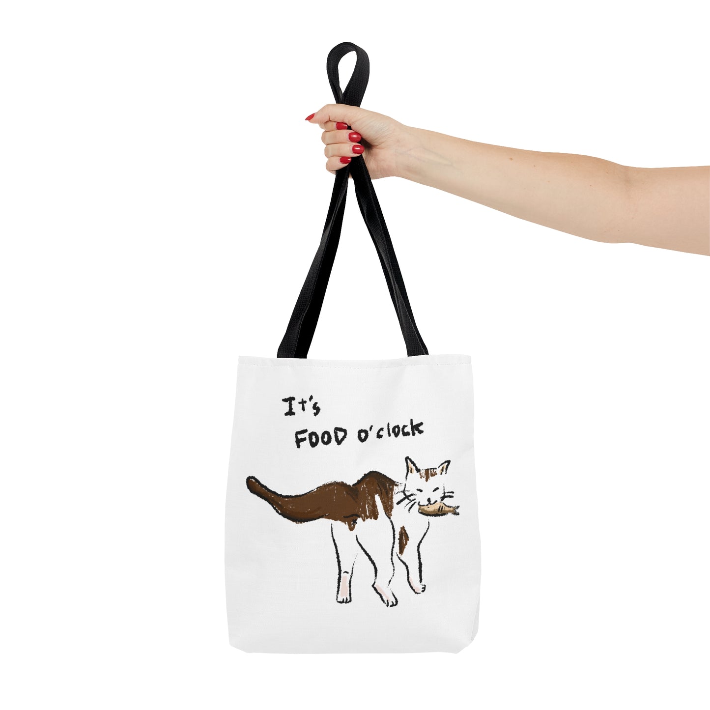 Funny Cat Meme It's food o' clock Tote Bag (AOP)