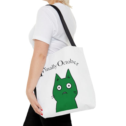 Finally october green cat Tote Bag