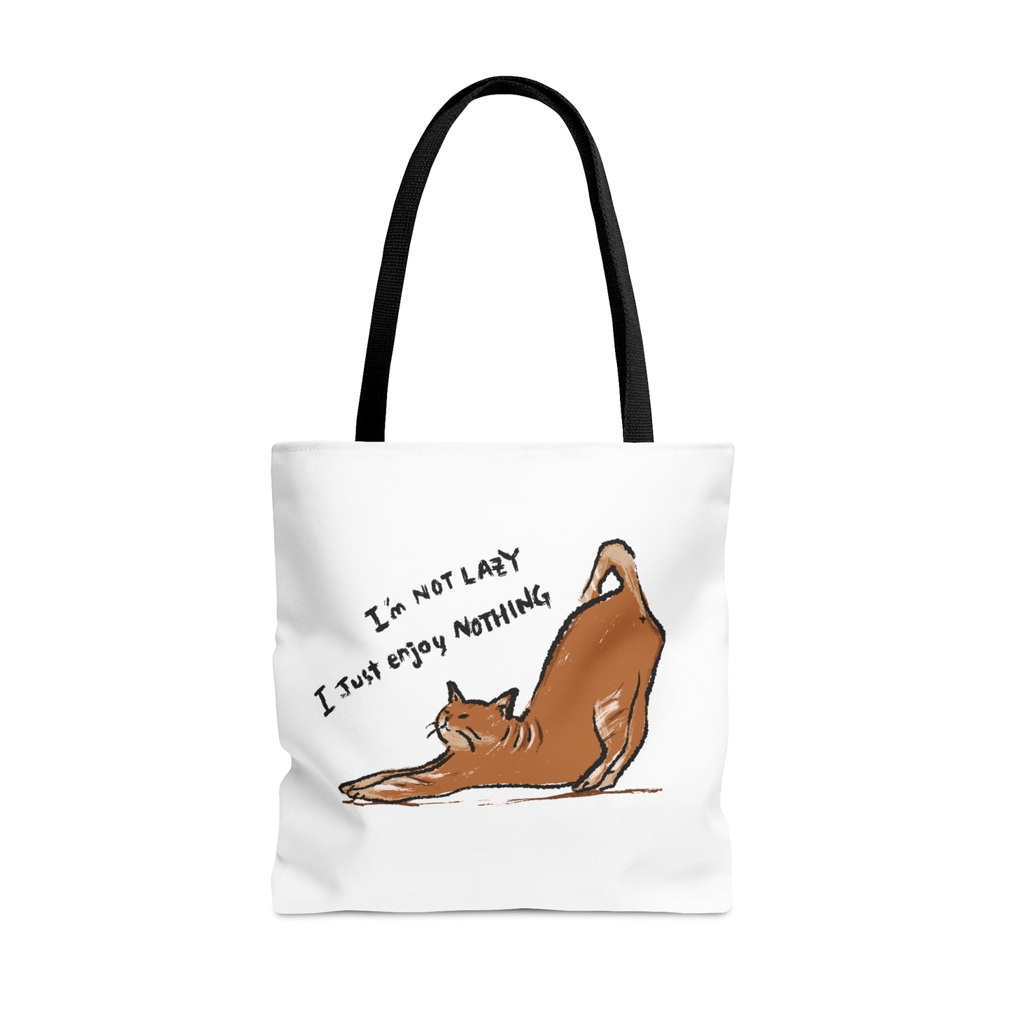 Funny Cat Meme I'm not lazy I just enjoy nothing Tote Bag (AOP)