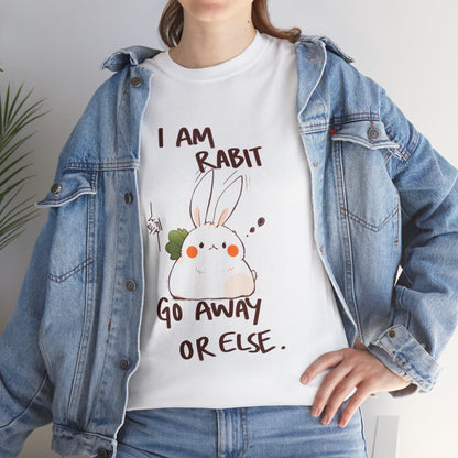 I Am Rabit Go Away Or Else Angry Rabbit Korean Text Unisex Cotton Shirt