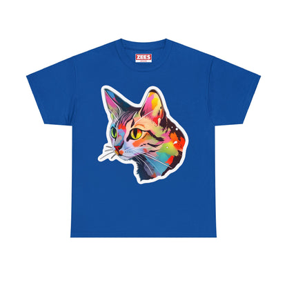 Rainbow Tabby Cat Unisex Cotton Tee