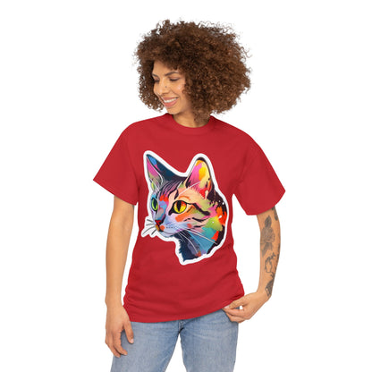 Rainbow Tabby Cat Unisex Cotton Tee