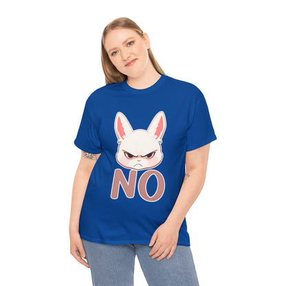 No Cute Annoyed Rabbit White Outline Unisex Cotton Shirt