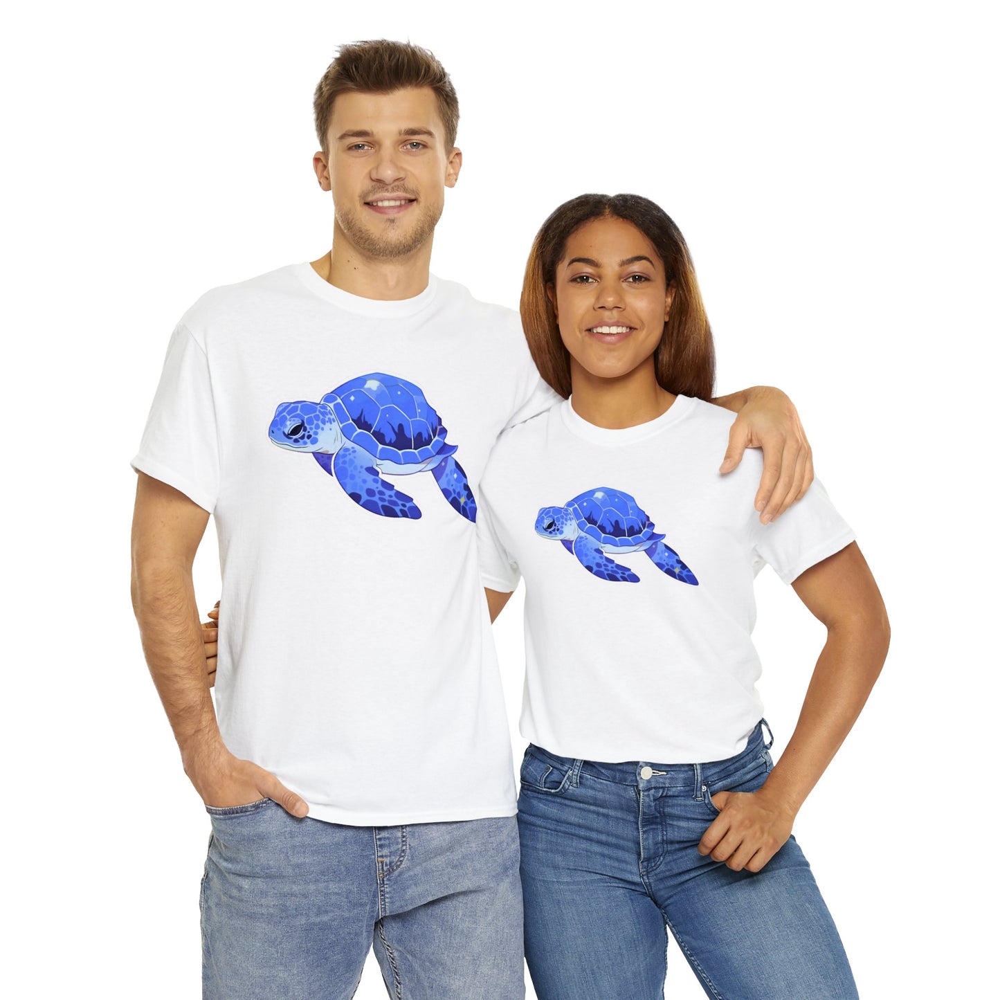 Very Azure Blue SeaTurtle Unisex Cotton Tee