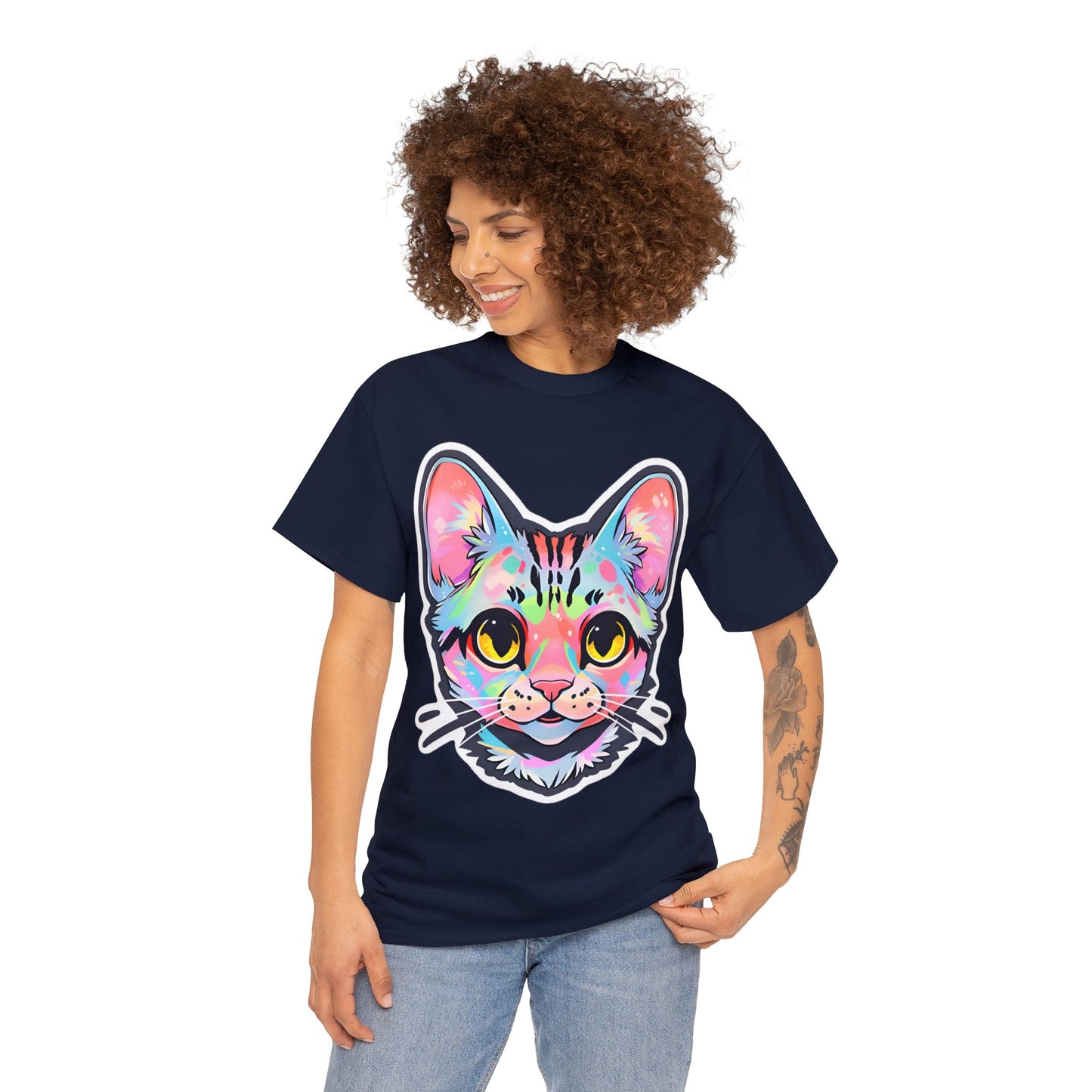 Pastel Pink Cat by Zeesdesign on Redbubble Unisex Cotton Tee