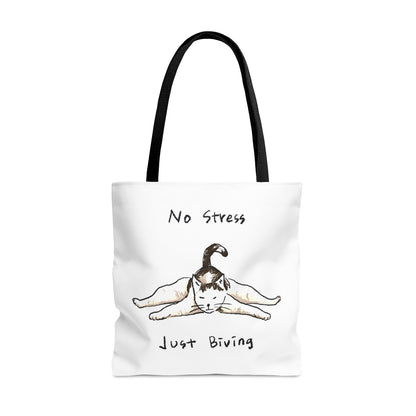 Funny Cat Meme No stress just biving Tote Bag (AOP)