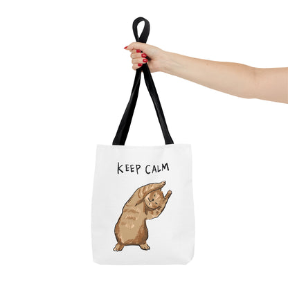 Funny Cat Meme Keep Calm Tote Bag (AOP)