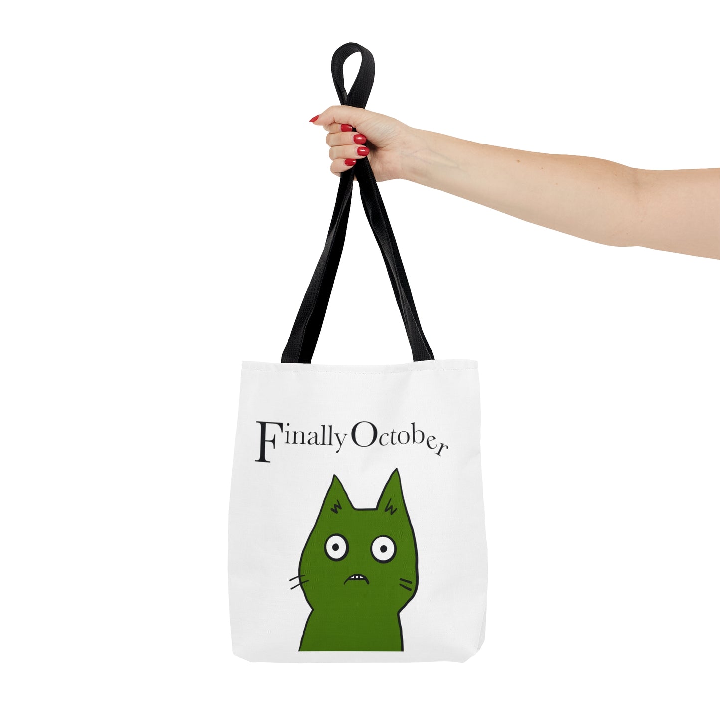 Finally october yellow green cat Tote Bag