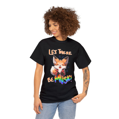 Let There Be Music! Cute Fox Unisex Cotton Tee