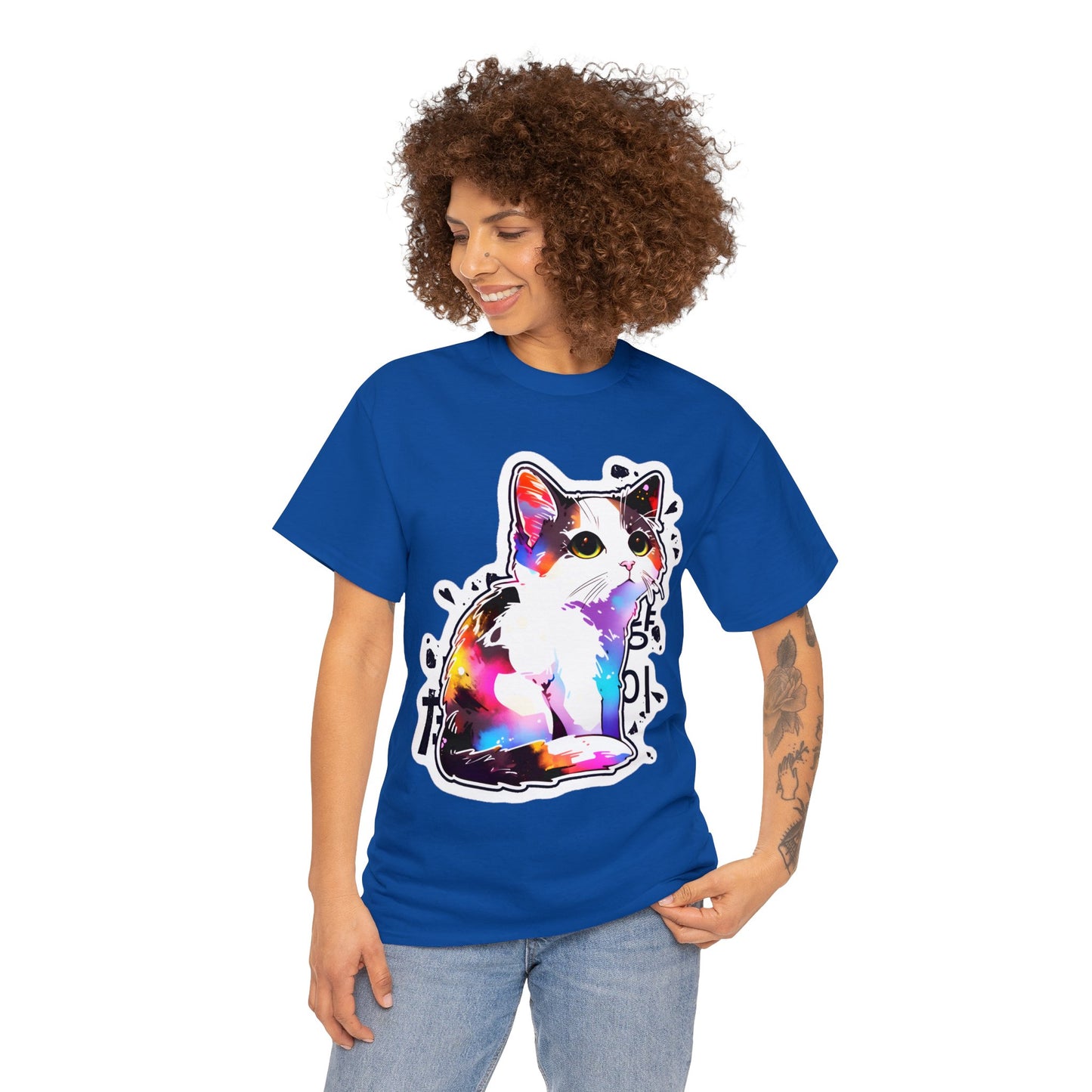 Calico Cat with East Asia Writing Unisex Cotton Tee