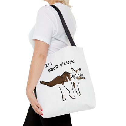 Funny Cat Meme It's food o' clock Tote Bag (AOP)