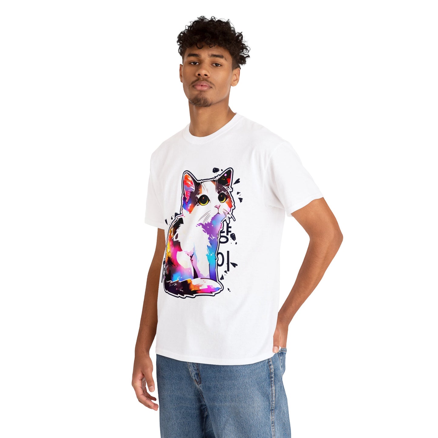 Calico Cat with East Asia Writing Unisex Cotton Tee