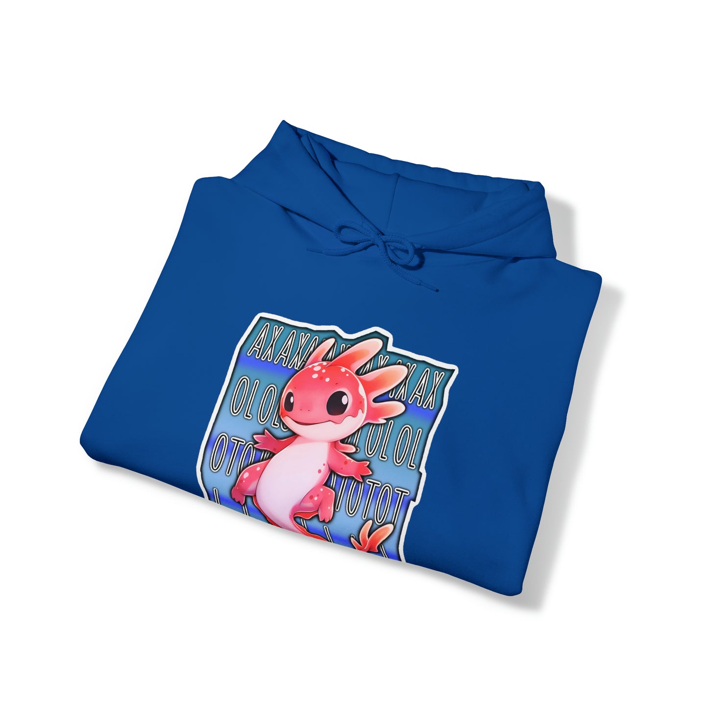 Pink Axolotl With Blue Background Unisex Hooded Sweatshirt