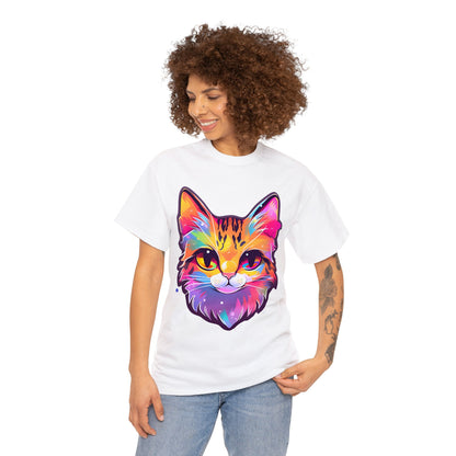 Rainbow Orange Cat Unisex Cotton Tee