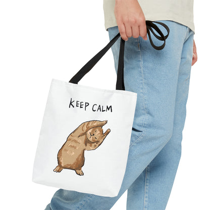 Funny Cat Meme Keep Calm Tote Bag (AOP)