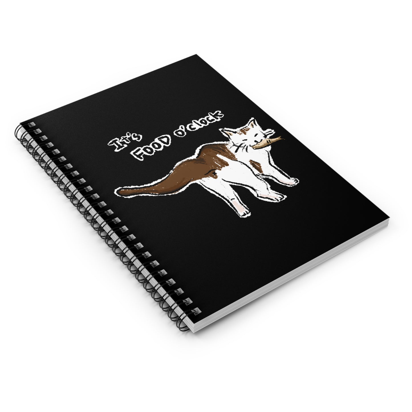 Funny Cat Meme It's food o' clock Spiral Notebook - Ruled Line