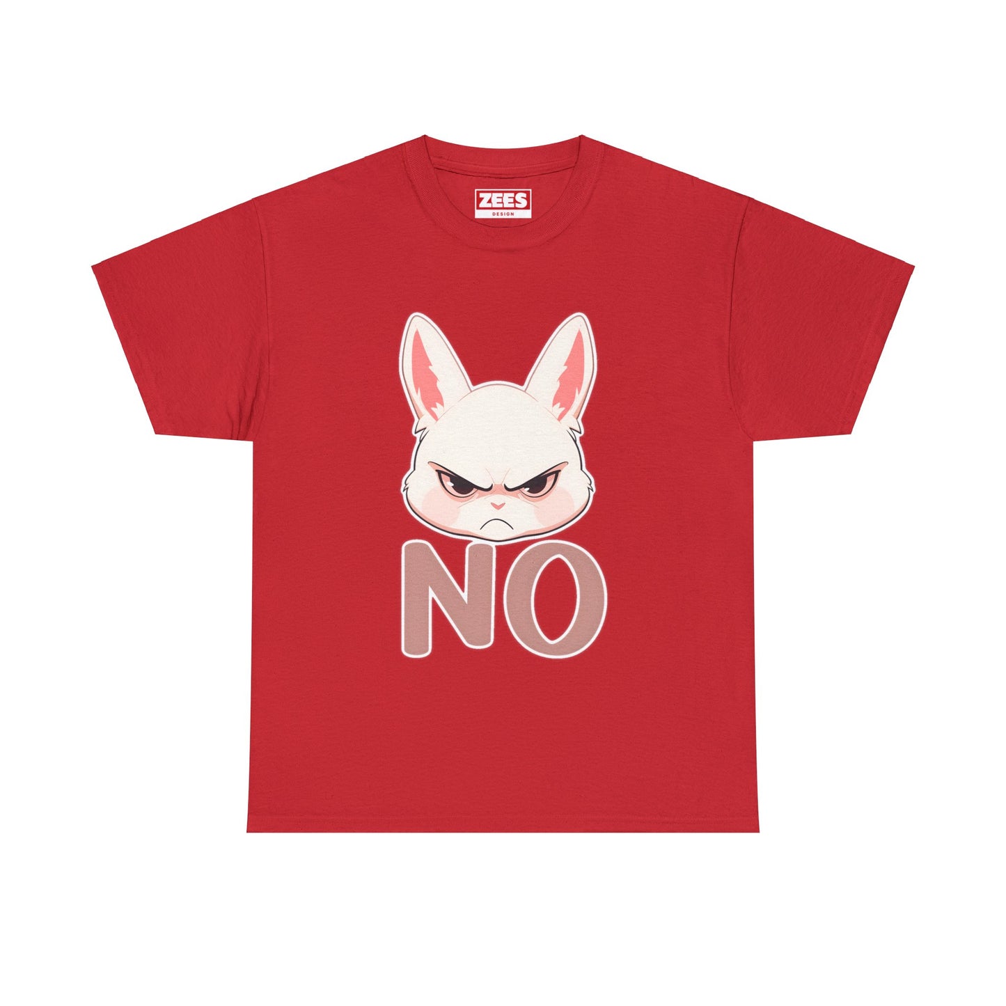 No Cute Annoyed Rabbit White Outline Unisex Cotton Shirt