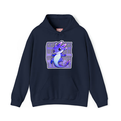 Blue Purple Axolotl with Text Block Unisex Hooded Sweatshirt