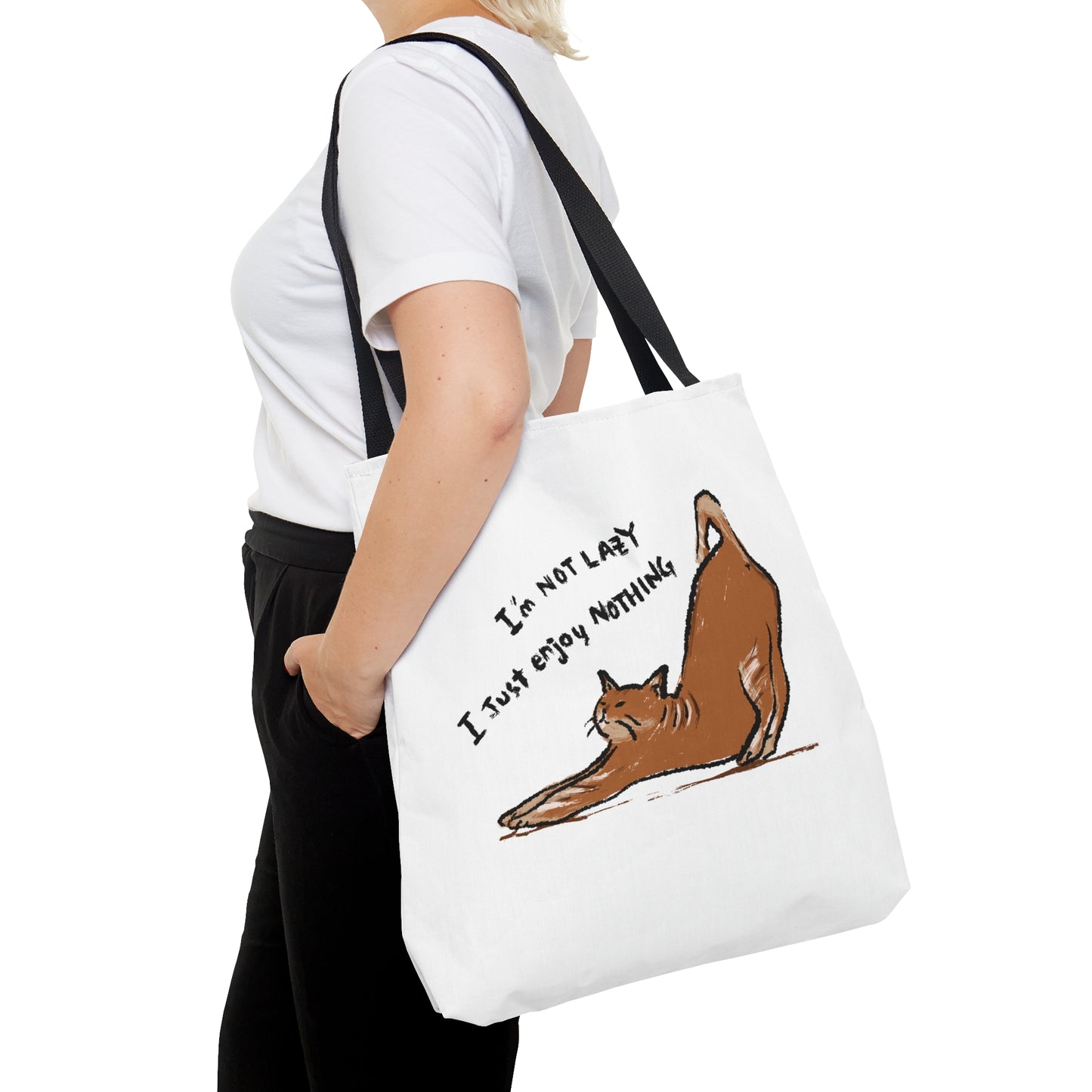 Funny Cat Meme I'm not lazy I just enjoy nothing Tote Bag (AOP)